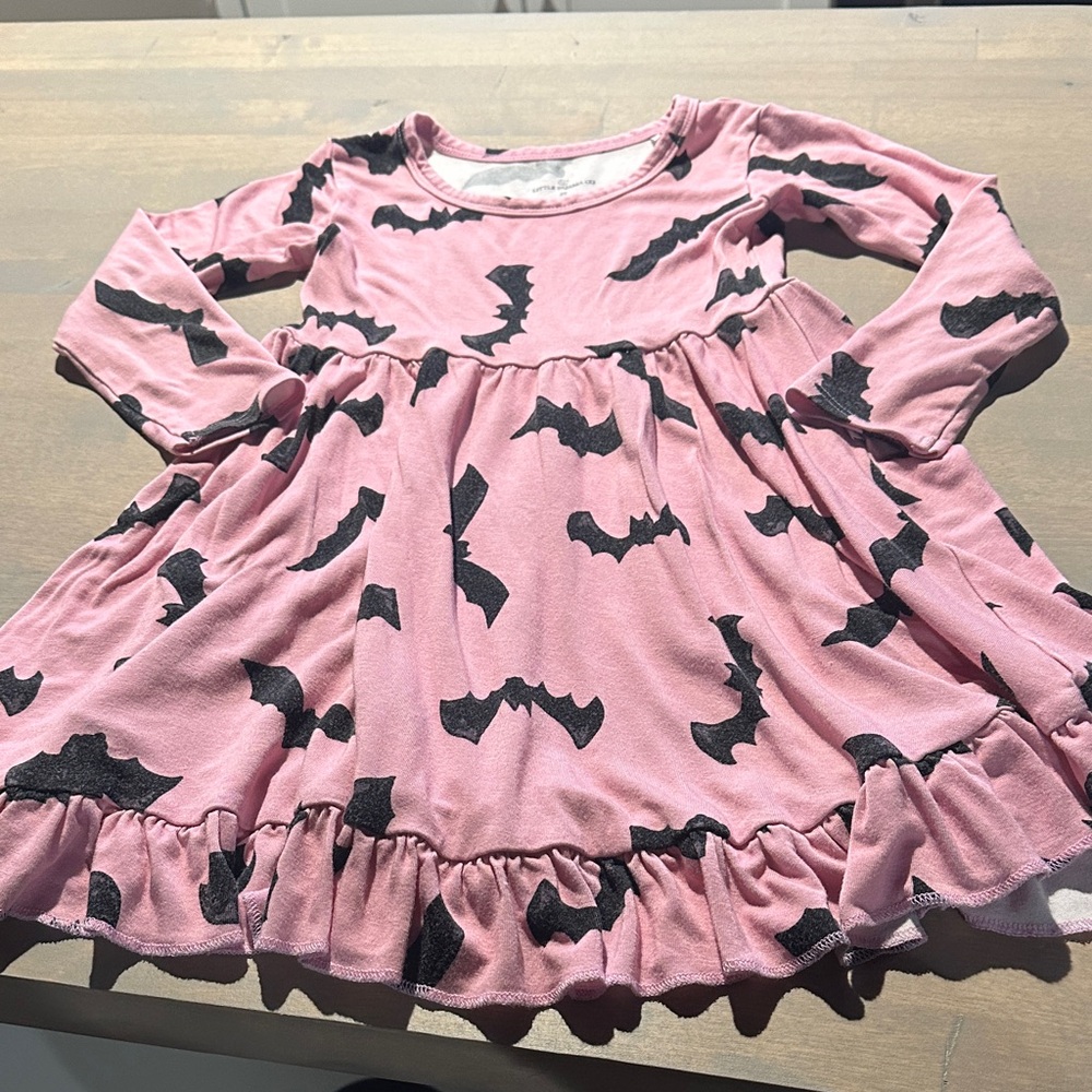 Little‎ Pajama Co Bamboo Halloween Pink Bat Ruffle Dress 2T